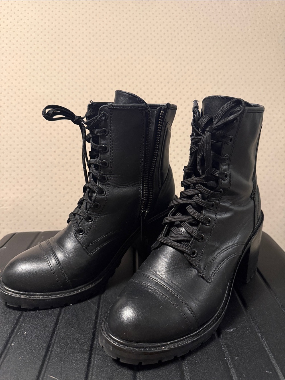 Thursday Boot Company Black Lace-Up Heeled Combat Boots